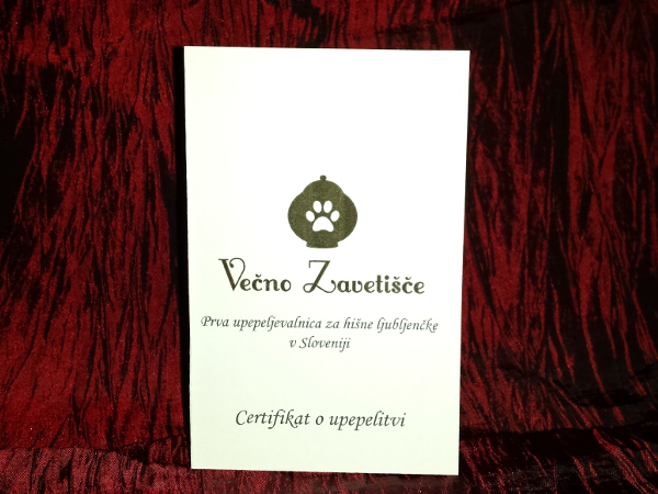 certifikat upepeljevalnica krematorij